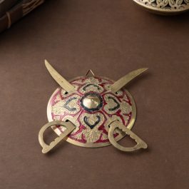 Indian Home Decor – Brass Dhal with Talwar Set (Handcrafted Wall Hanging)